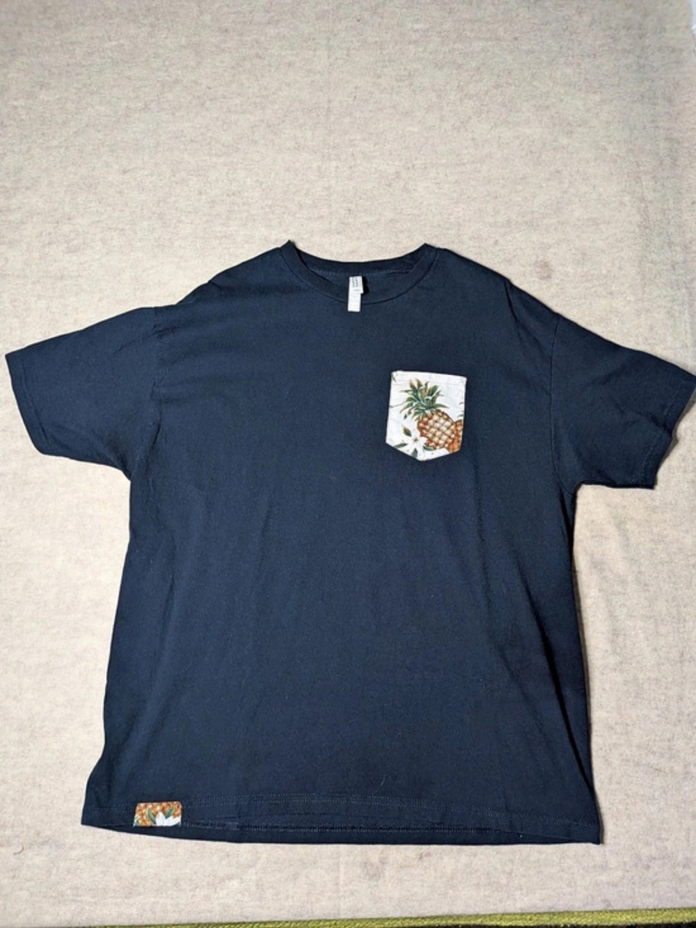 American Apparel 1301 Pineapple Pocket Cotton Tee in Blue XL Like New